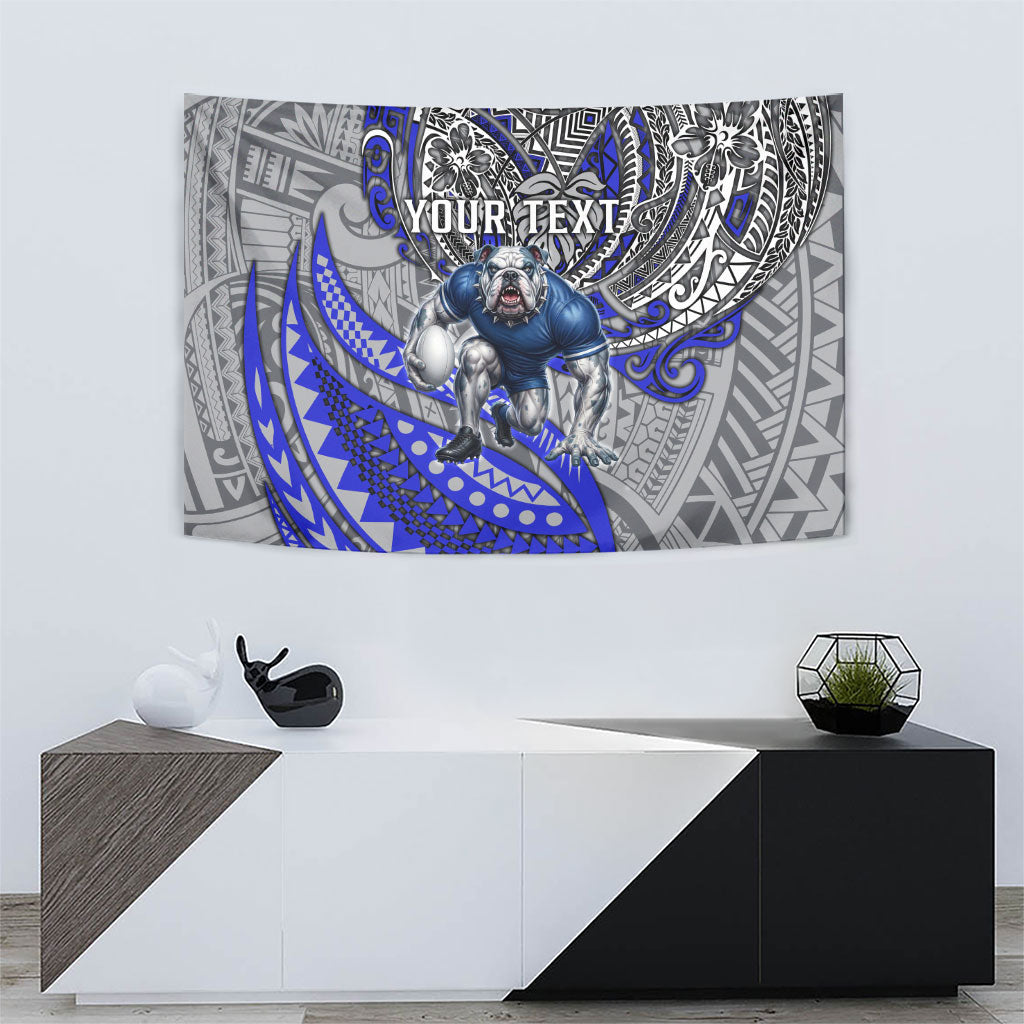 Personalised Canterbury-Bankstown Bulldogs Tapestry Polynesian Tribal Art Style With Powerful Bulldog Mascot