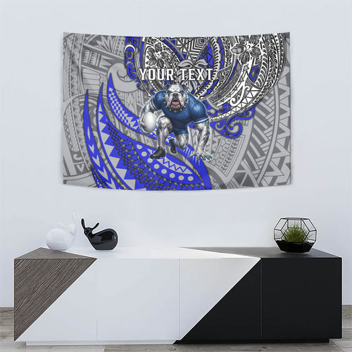 Personalised Canterbury-Bankstown Bulldogs Tapestry Polynesian Tribal Art Style With Powerful Bulldog Mascot