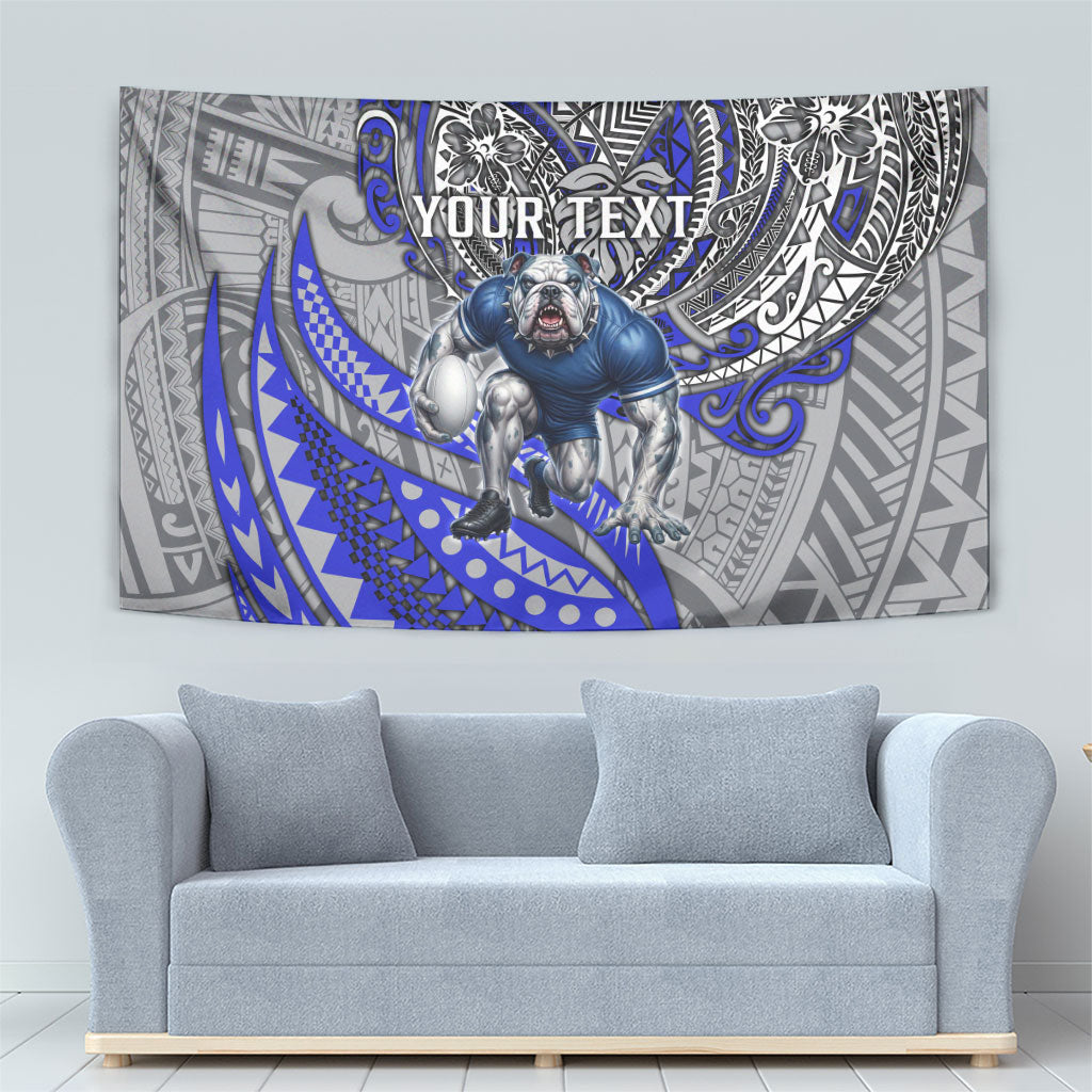 Personalised Canterbury-Bankstown Bulldogs Tapestry Polynesian Tribal Art Style With Powerful Bulldog Mascot