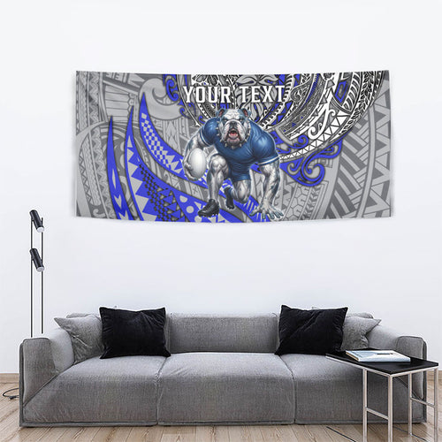 Personalised Canterbury-Bankstown Bulldogs Tapestry Polynesian Tribal Art Style With Powerful Bulldog Mascot