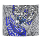 Personalised Canterbury-Bankstown Bulldogs Tapestry Polynesian Tribal Art Style With Powerful Bulldog Mascot