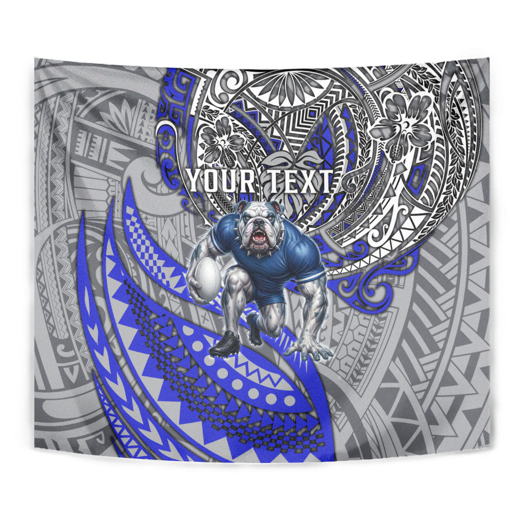 Personalised Canterbury-Bankstown Bulldogs Tapestry Polynesian Tribal Art Style With Powerful Bulldog Mascot
