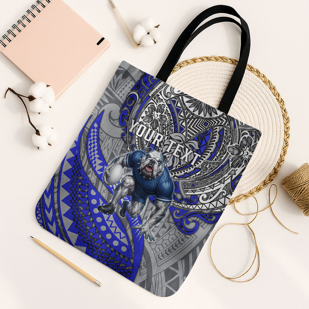Personalised Canterbury-Bankstown Bulldogs Tote Bag Polynesian Tribal Art Style With Powerful Bulldog Mascot