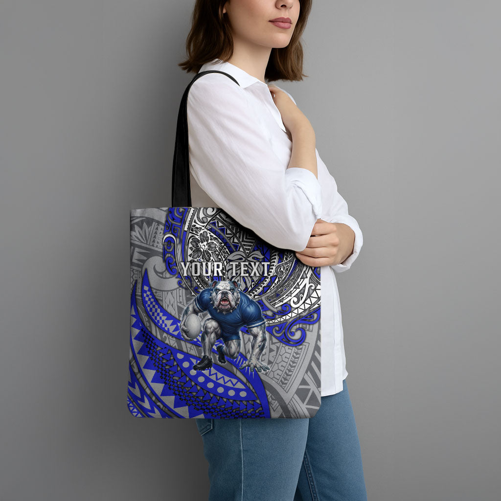 Personalised Canterbury-Bankstown Bulldogs Tote Bag Polynesian Tribal Art Style With Powerful Bulldog Mascot
