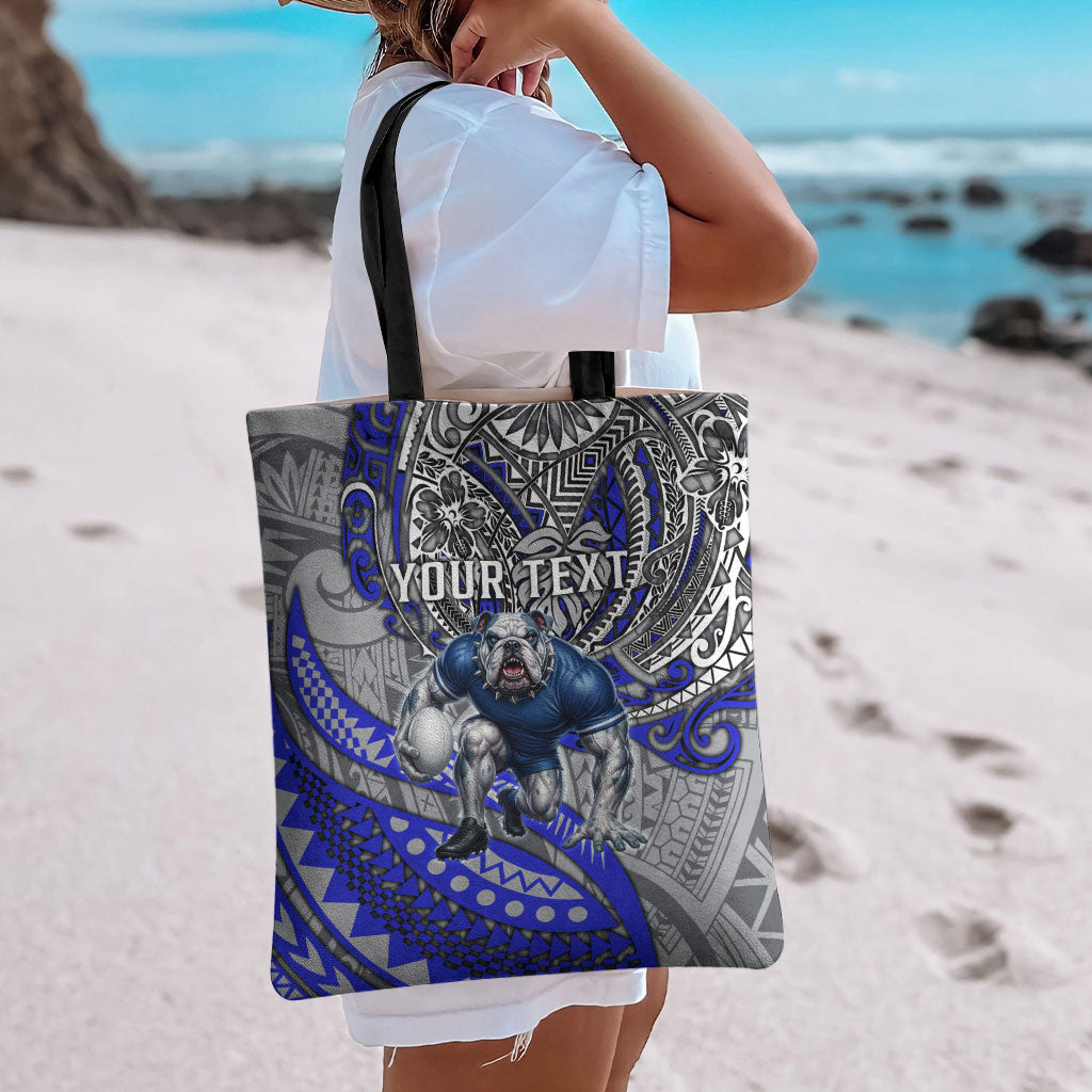 Personalised Canterbury-Bankstown Bulldogs Tote Bag Polynesian Tribal Art Style With Powerful Bulldog Mascot