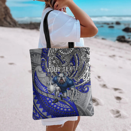 Personalised Canterbury-Bankstown Bulldogs Tote Bag Polynesian Tribal Art Style With Powerful Bulldog Mascot