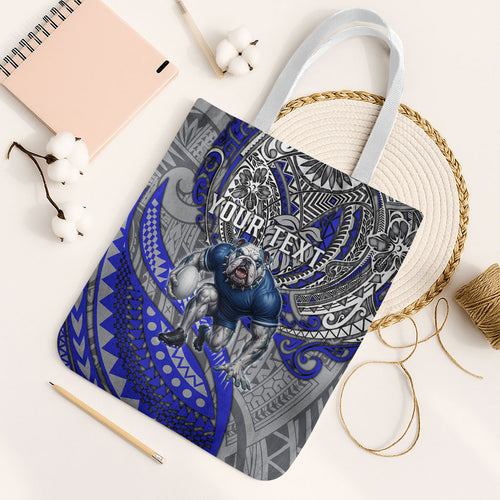 Personalised Canterbury-Bankstown Bulldogs Tote Bag Polynesian Tribal Art Style With Powerful Bulldog Mascot
