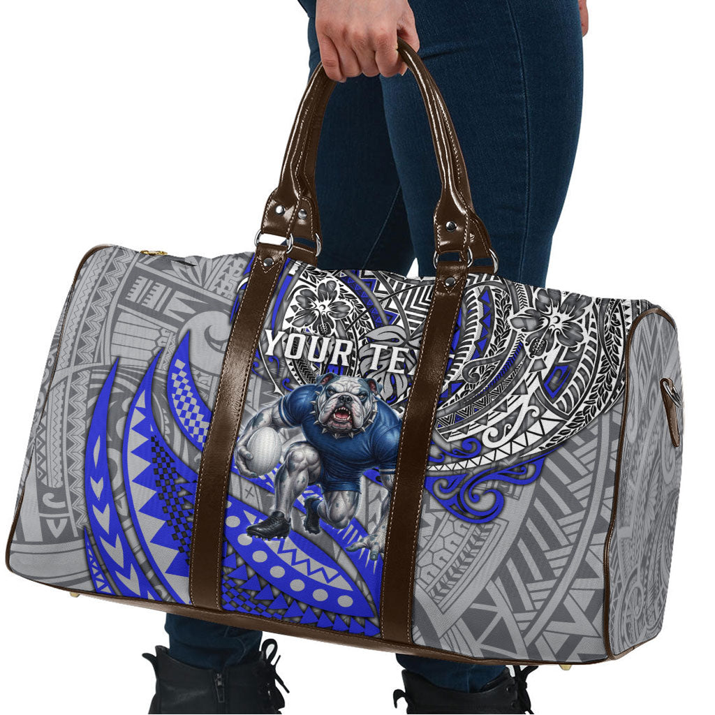 Personalised Canterbury-Bankstown Bulldogs Travel Bag Polynesian Tribal Art Style With Powerful Bulldog Mascot