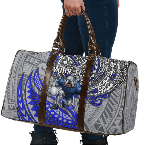 Personalised Canterbury-Bankstown Bulldogs Travel Bag Polynesian Tribal Art Style With Powerful Bulldog Mascot