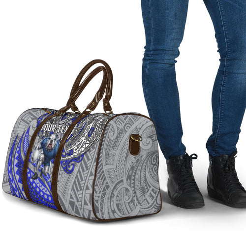Personalised Canterbury-Bankstown Bulldogs Travel Bag Polynesian Tribal Art Style With Powerful Bulldog Mascot