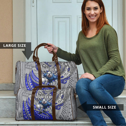 Personalised Canterbury-Bankstown Bulldogs Travel Bag Polynesian Tribal Art Style With Powerful Bulldog Mascot