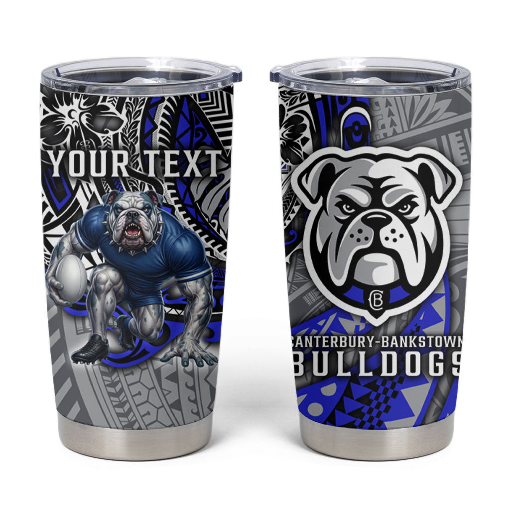 Personalised Canterbury-Bankstown Bulldogs Tumbler Cup Polynesian Tribal Art Style With Powerful Bulldog Mascot