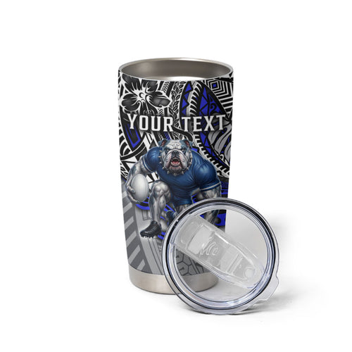Personalised Canterbury-Bankstown Bulldogs Tumbler Cup Polynesian Tribal Art Style With Powerful Bulldog Mascot