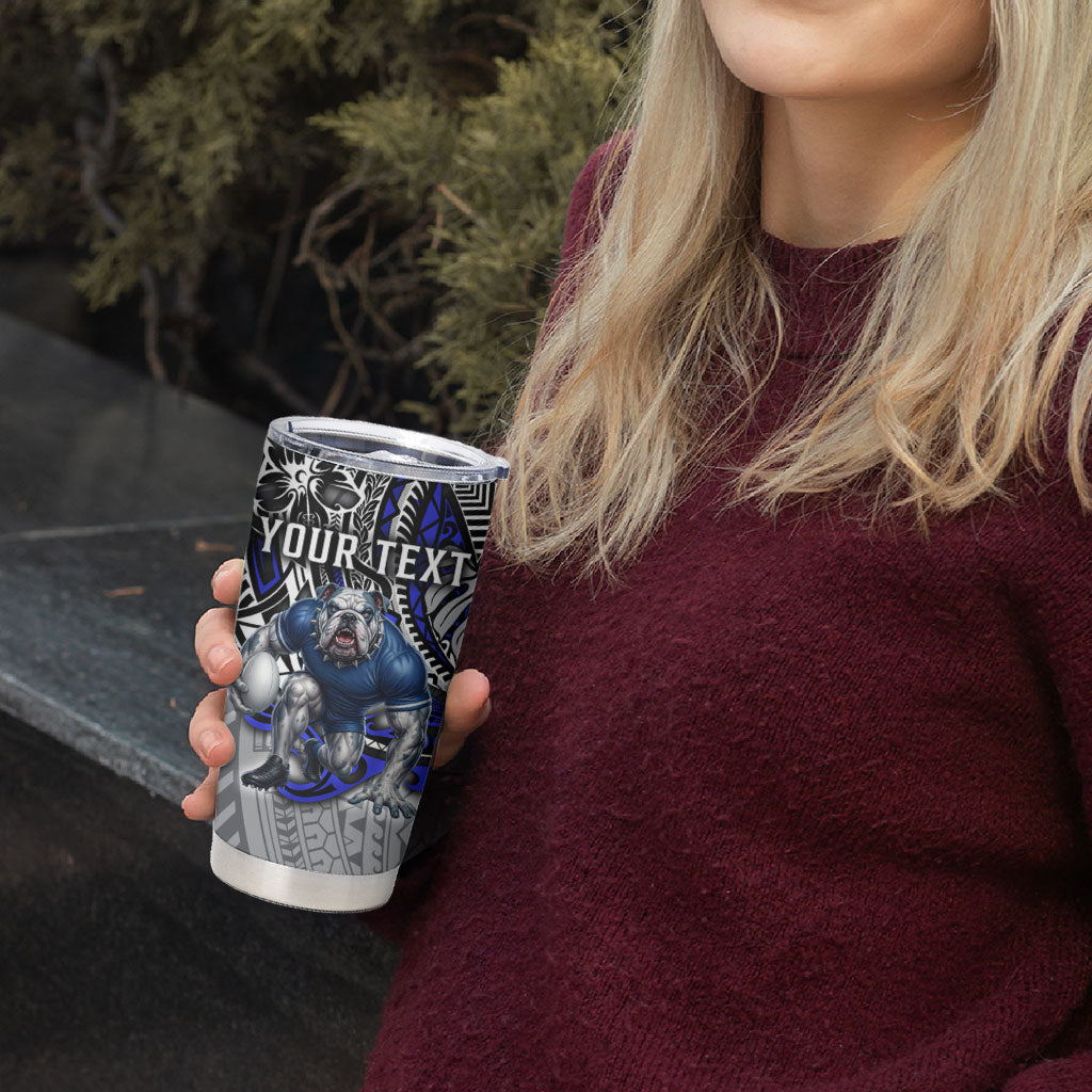 Personalised Canterbury-Bankstown Bulldogs Tumbler Cup Polynesian Tribal Art Style With Powerful Bulldog Mascot