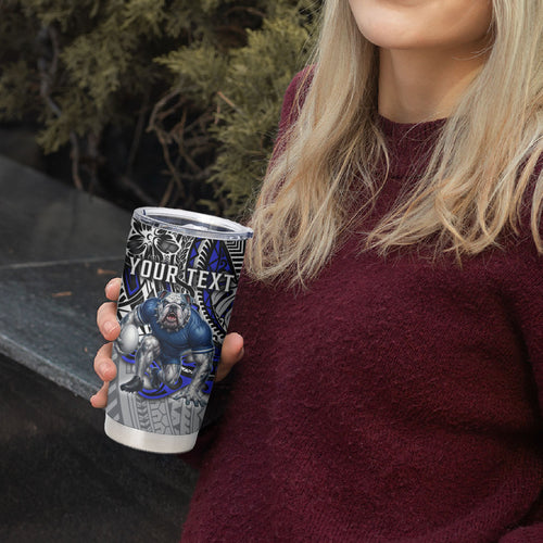 Personalised Canterbury-Bankstown Bulldogs Tumbler Cup Polynesian Tribal Art Style With Powerful Bulldog Mascot