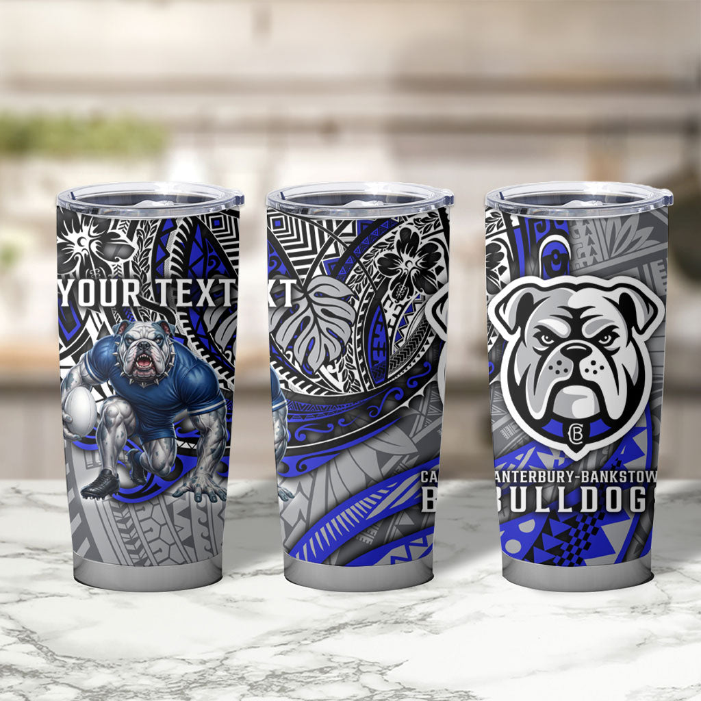 Personalised Canterbury-Bankstown Bulldogs Tumbler Cup Polynesian Tribal Art Style With Powerful Bulldog Mascot