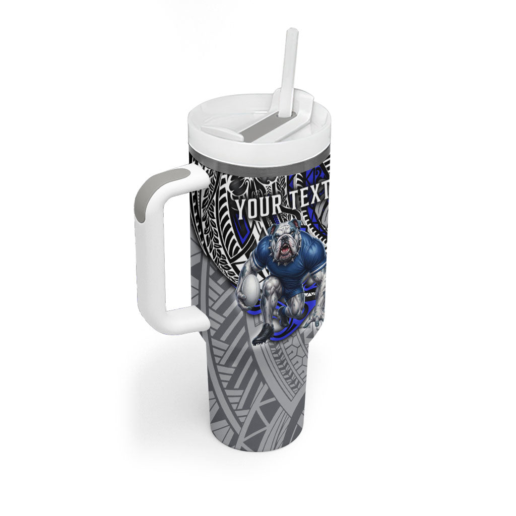 Personalised Canterbury-Bankstown Bulldogs Tumbler With Handle Polynesian Tribal Art Style With Powerful Bulldog Mascot