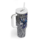 Personalised Canterbury-Bankstown Bulldogs Tumbler With Handle Polynesian Tribal Art Style With Powerful Bulldog Mascot
