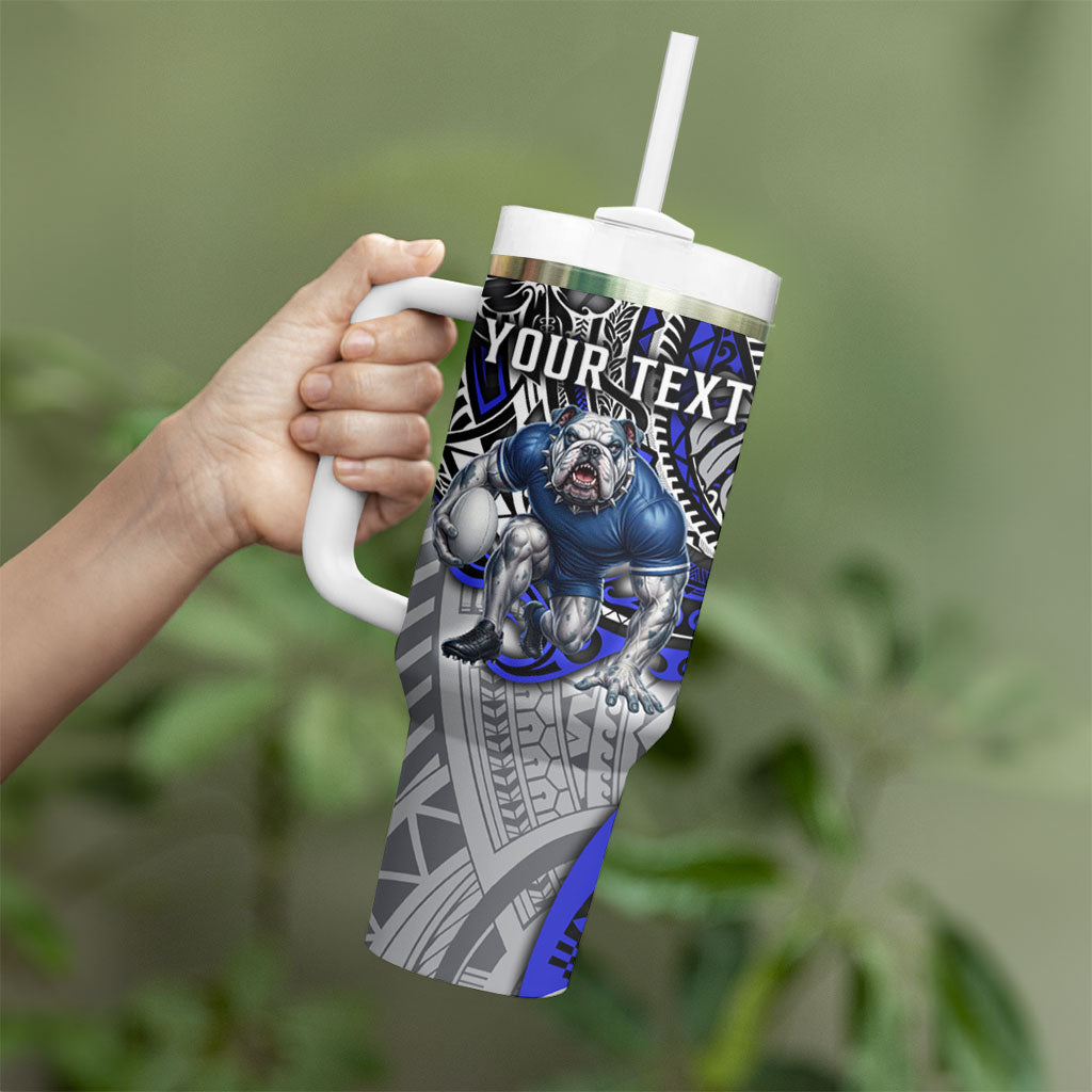 Personalised Canterbury-Bankstown Bulldogs Tumbler With Handle Polynesian Tribal Art Style With Powerful Bulldog Mascot