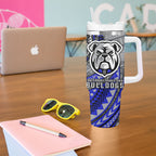 Personalised Canterbury-Bankstown Bulldogs Tumbler With Handle Polynesian Tribal Art Style With Powerful Bulldog Mascot