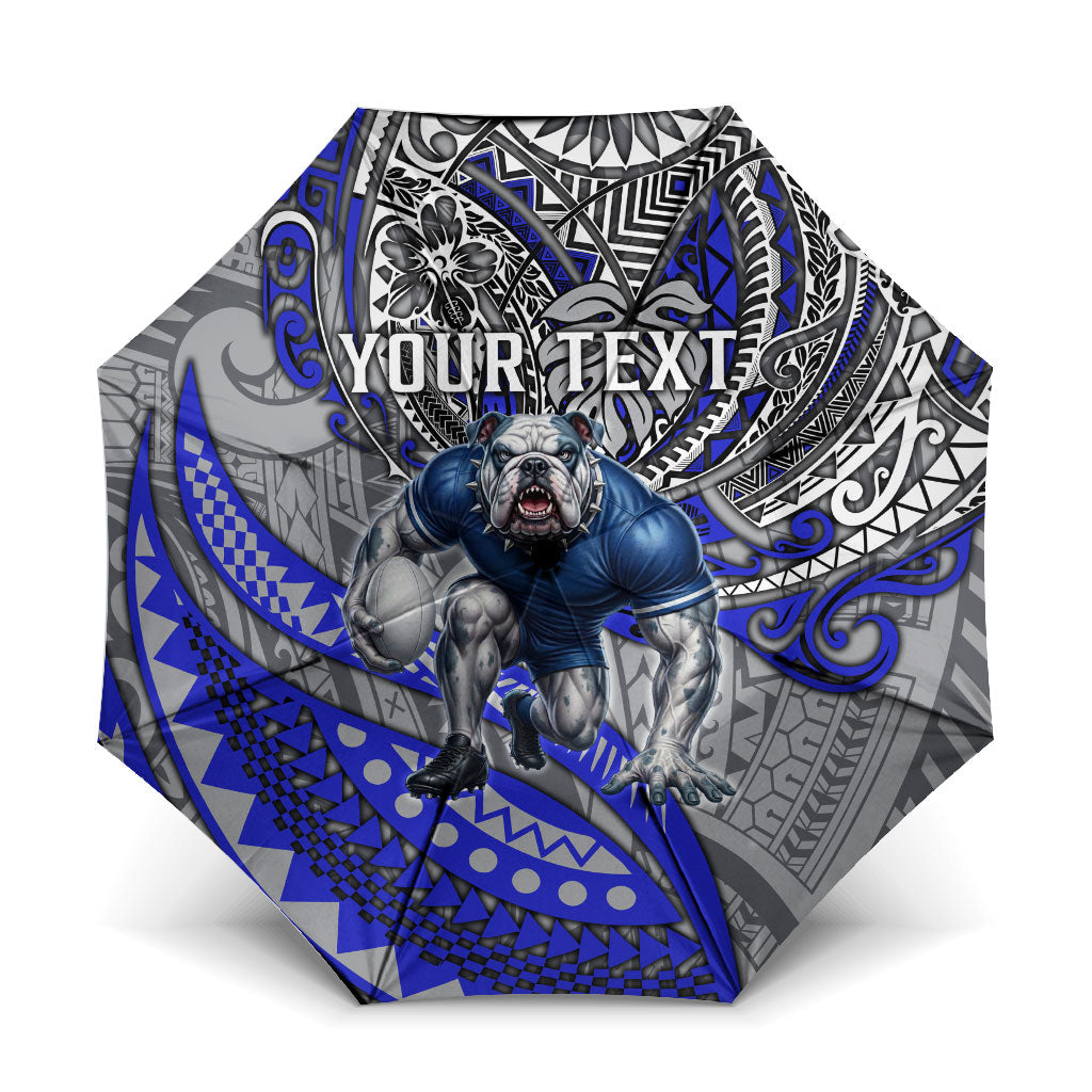 Personalised Canterbury-Bankstown Bulldogs Umbrella Polynesian Tribal Art Style With Powerful Bulldog Mascot