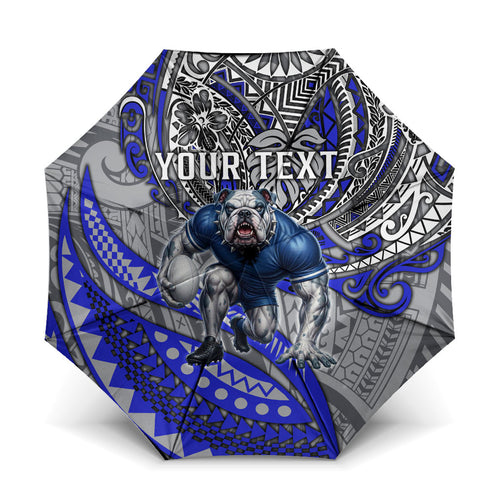 Personalised Canterbury-Bankstown Bulldogs Umbrella Polynesian Tribal Art Style With Powerful Bulldog Mascot