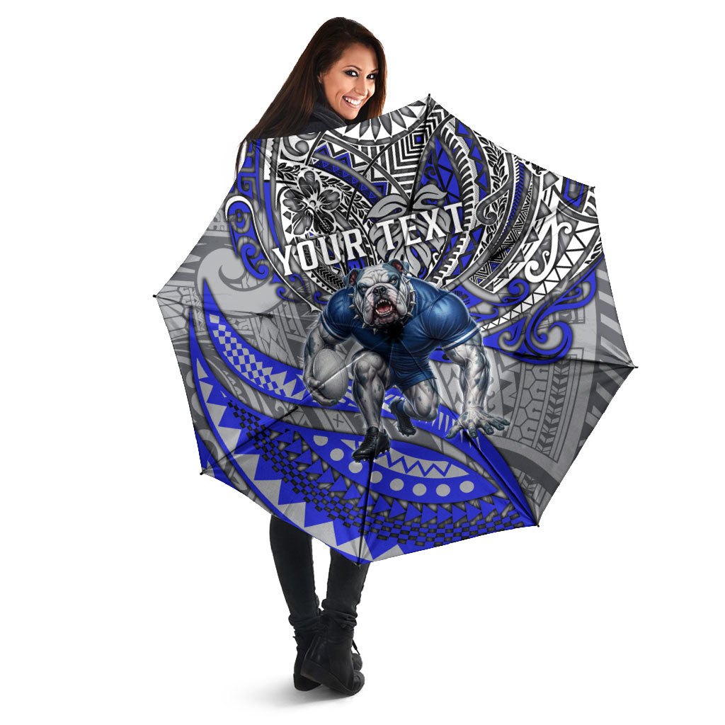 Personalised Canterbury-Bankstown Bulldogs Umbrella Polynesian Tribal Art Style With Powerful Bulldog Mascot