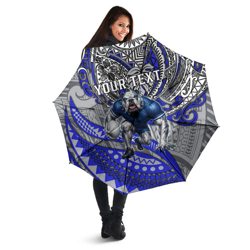 Personalised Canterbury-Bankstown Bulldogs Umbrella Polynesian Tribal Art Style With Powerful Bulldog Mascot
