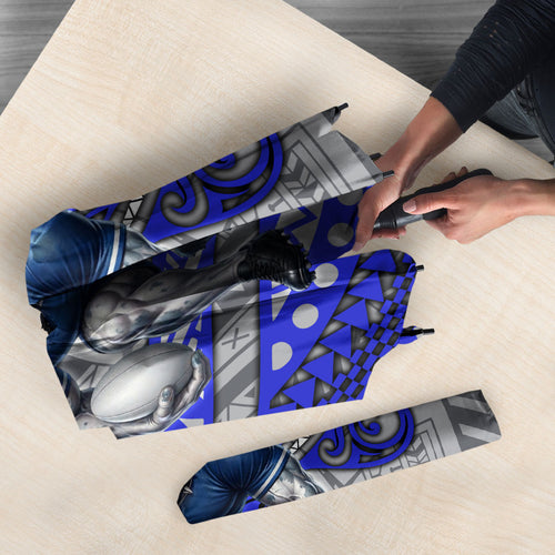 Personalised Canterbury-Bankstown Bulldogs Umbrella Polynesian Tribal Art Style With Powerful Bulldog Mascot