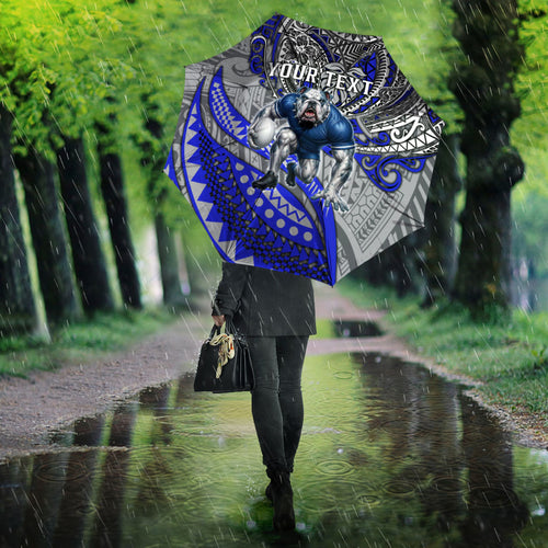Personalised Canterbury-Bankstown Bulldogs Umbrella Polynesian Tribal Art Style With Powerful Bulldog Mascot