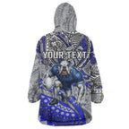 Personalised Canterbury-Bankstown Bulldogs Wearable Blanket Hoodie Polynesian Tribal Art Style With Powerful Bulldog Mascot