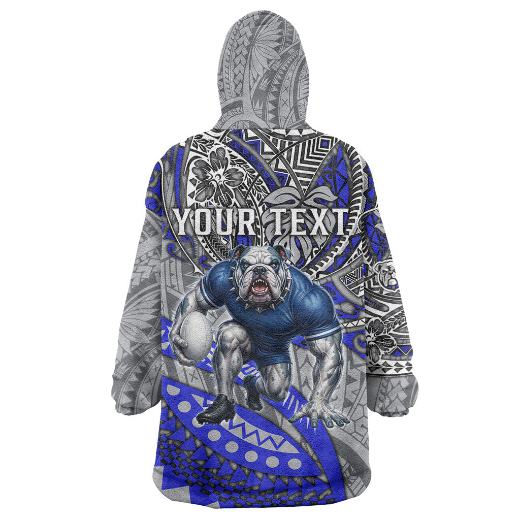 Personalised Canterbury-Bankstown Bulldogs Wearable Blanket Hoodie Polynesian Tribal Art Style With Powerful Bulldog Mascot