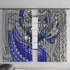 Personalised Canterbury-Bankstown Bulldogs Window Curtain Polynesian Tribal Art Style With Powerful Bulldog Mascot