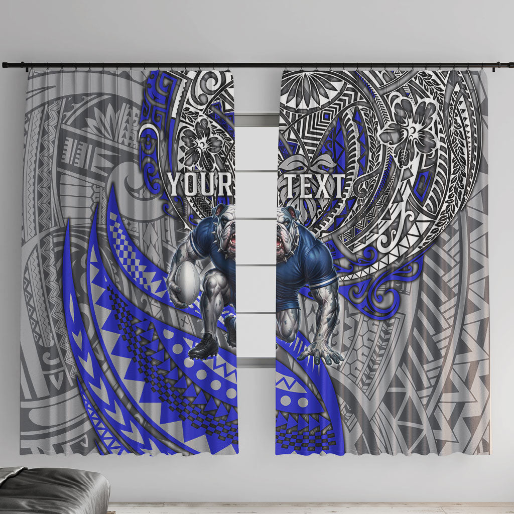 Personalised Canterbury-Bankstown Bulldogs Window Curtain Polynesian Tribal Art Style With Powerful Bulldog Mascot
