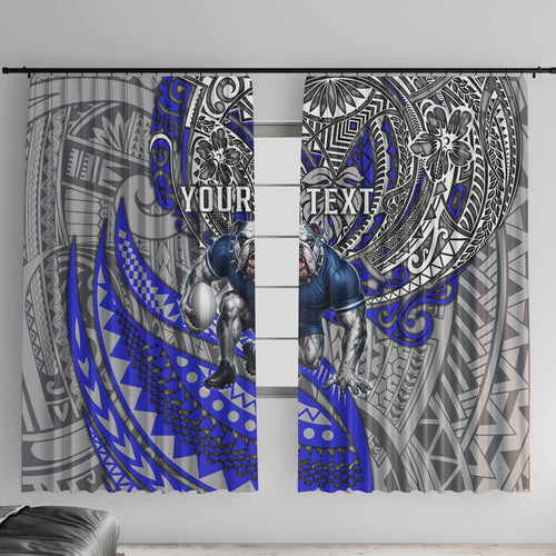 Personalised Canterbury-Bankstown Bulldogs Window Curtain Polynesian Tribal Art Style With Powerful Bulldog Mascot