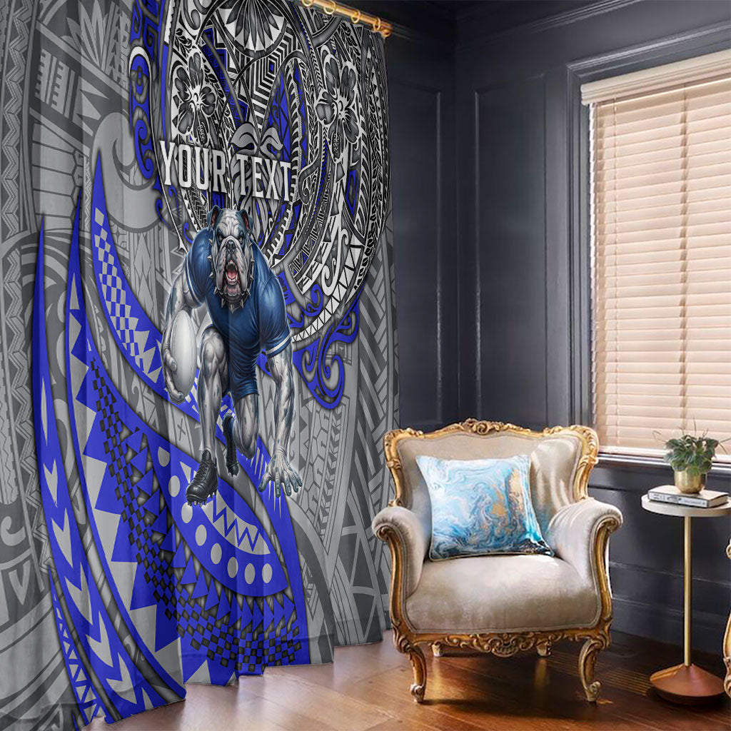 Personalised Canterbury-Bankstown Bulldogs Window Curtain Polynesian Tribal Art Style With Powerful Bulldog Mascot