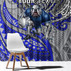 Personalised Canterbury-Bankstown Bulldogs Window Curtain Polynesian Tribal Art Style With Powerful Bulldog Mascot