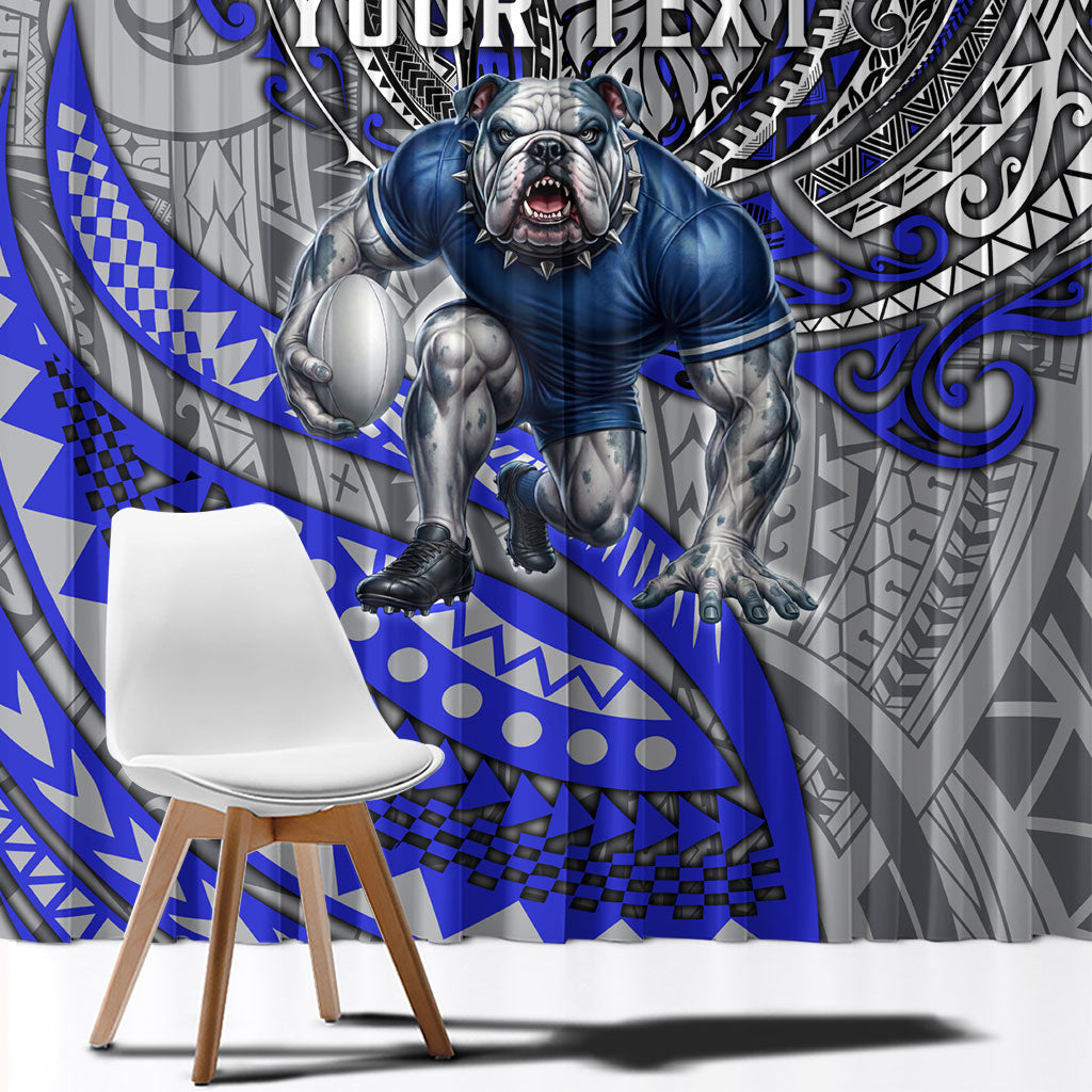 Personalised Canterbury-Bankstown Bulldogs Window Curtain Polynesian Tribal Art Style With Powerful Bulldog Mascot