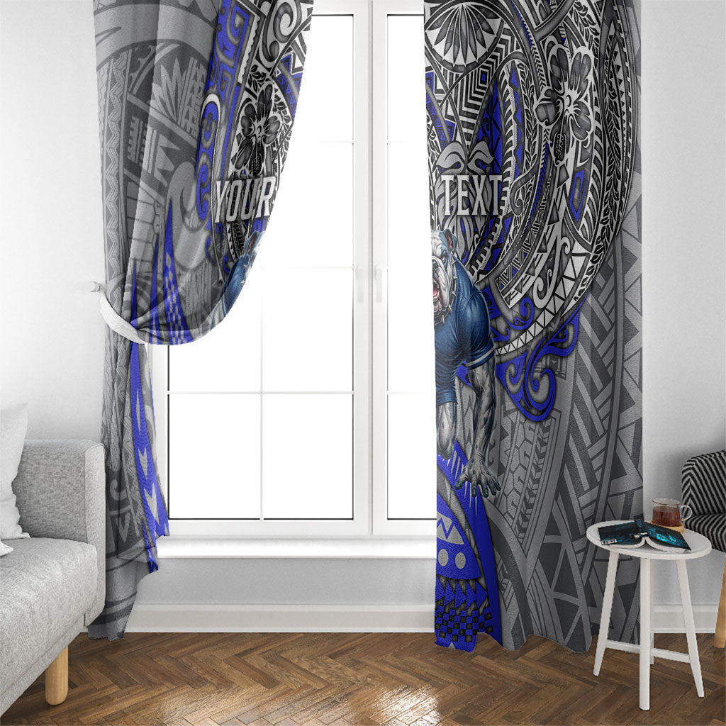 Personalised Canterbury-Bankstown Bulldogs Window Curtain Polynesian Tribal Art Style With Powerful Bulldog Mascot