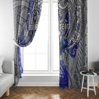 Personalised Canterbury-Bankstown Bulldogs Window Curtain Polynesian Tribal Art Style With Powerful Bulldog Mascot