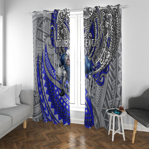 Personalised Canterbury-Bankstown Bulldogs Window Curtain Polynesian Tribal Art Style With Powerful Bulldog Mascot