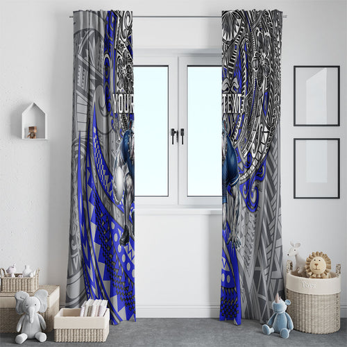 Personalised Canterbury-Bankstown Bulldogs Window Curtain Polynesian Tribal Art Style With Powerful Bulldog Mascot
