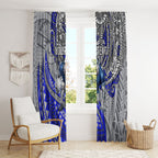 Personalised Canterbury-Bankstown Bulldogs Window Curtain Polynesian Tribal Art Style With Powerful Bulldog Mascot