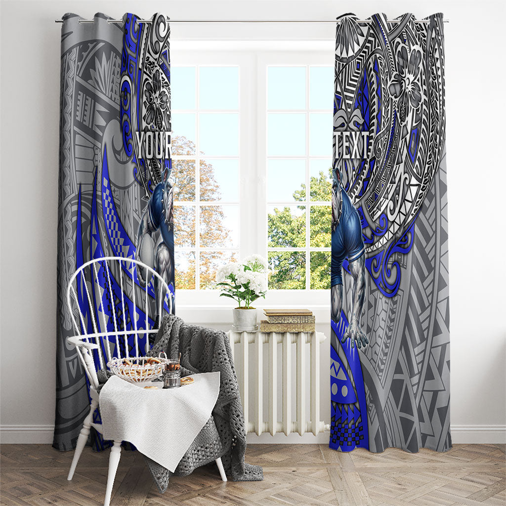 Personalised Canterbury-Bankstown Bulldogs Window Curtain Polynesian Tribal Art Style With Powerful Bulldog Mascot