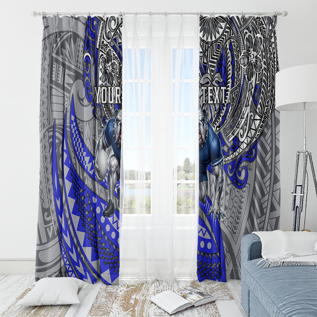 Personalised Canterbury-Bankstown Bulldogs Window Curtain Polynesian Tribal Art Style With Powerful Bulldog Mascot