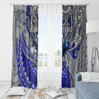 Personalised Canterbury-Bankstown Bulldogs Window Curtain Polynesian Tribal Art Style With Powerful Bulldog Mascot