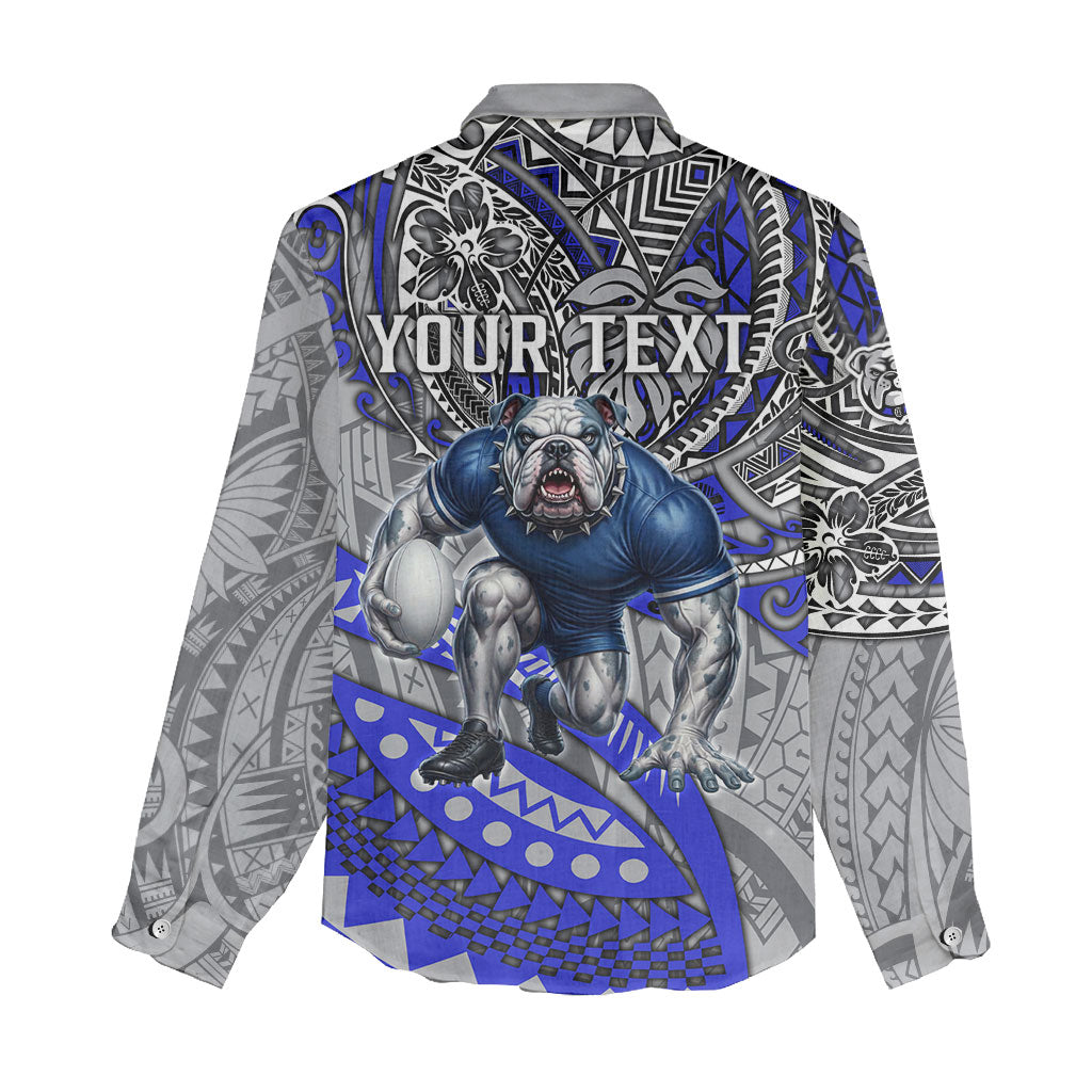 Personalised Canterbury-Bankstown Bulldogs Women Casual Shirt Polynesian Tribal Art Style With Powerful Bulldog Mascot