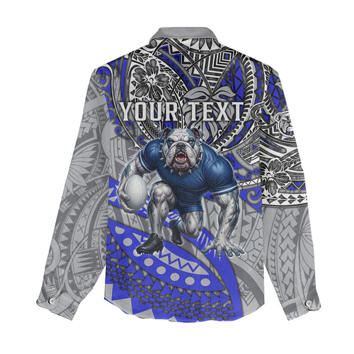 Personalised Canterbury-Bankstown Bulldogs Women Casual Shirt Polynesian Tribal Art Style With Powerful Bulldog Mascot
