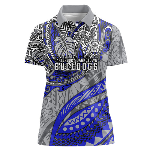 Personalised Canterbury-Bankstown Bulldogs Women Polo Shirt Polynesian Tribal Art Style With Powerful Bulldog Mascot