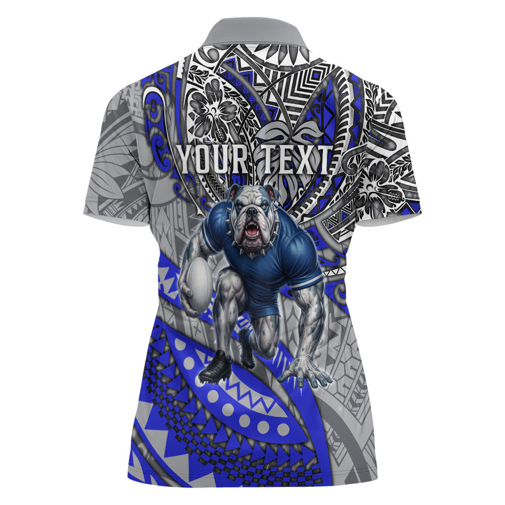 Personalised Canterbury-Bankstown Bulldogs Women Polo Shirt Polynesian Tribal Art Style With Powerful Bulldog Mascot